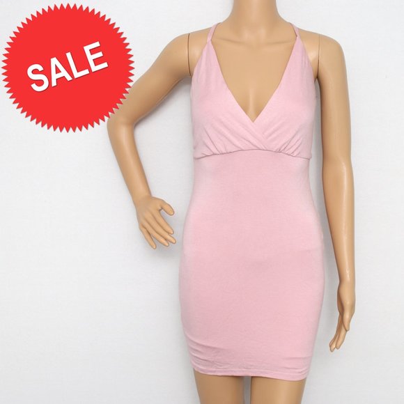NEW Olia Dusty Pink Bodycon Knit Mini Dress S - Picture 1 of 7